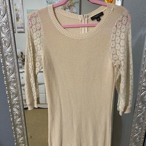 Lace sleeve sweater dress.